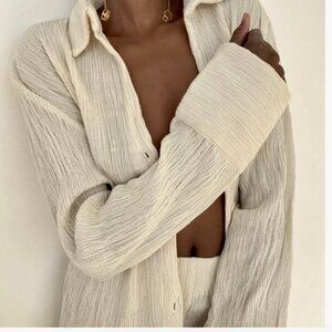 Savannah Morrow | "Ocean" Oversized 100% Organic Crinkled Cotton Top, XS* S-L ♥